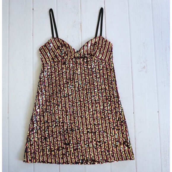 Zara Dresses & Skirts - ZARA Multicolor Sequin Mini Cocktail Party Dress - Size XS